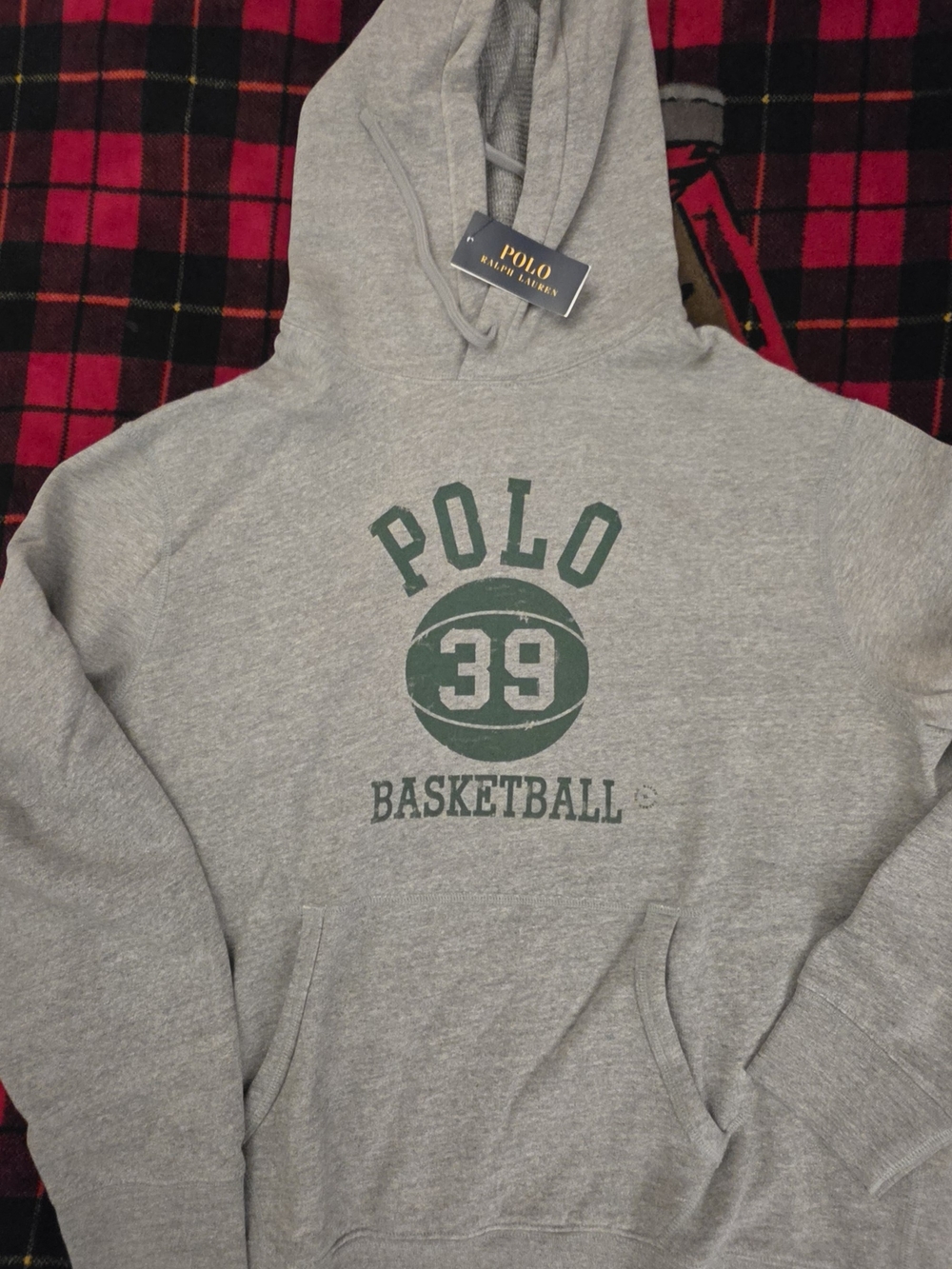 Polo by Ralph Lauren Gray Hoodie with Green 'Polo 39' Basketball Graphic